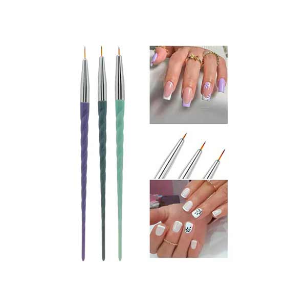 Set x 3 pinceles para decoración uñas manicura 276-26 blister
