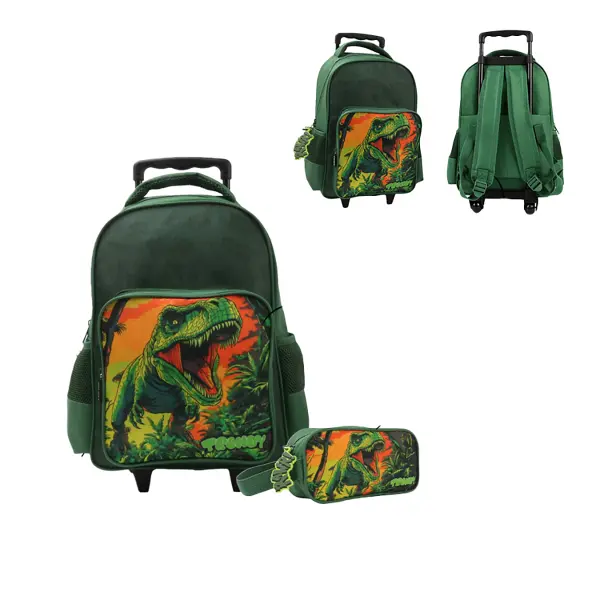 Mochila Carro con Cartuchera Trendy 28777 15" poliéster verde