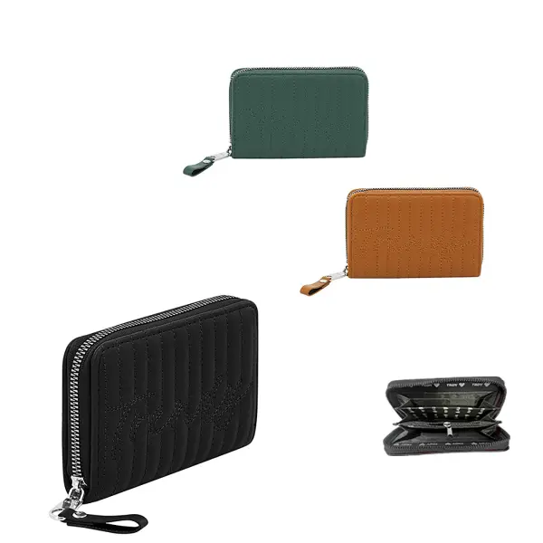 Billetera Trendy cuero PU negro