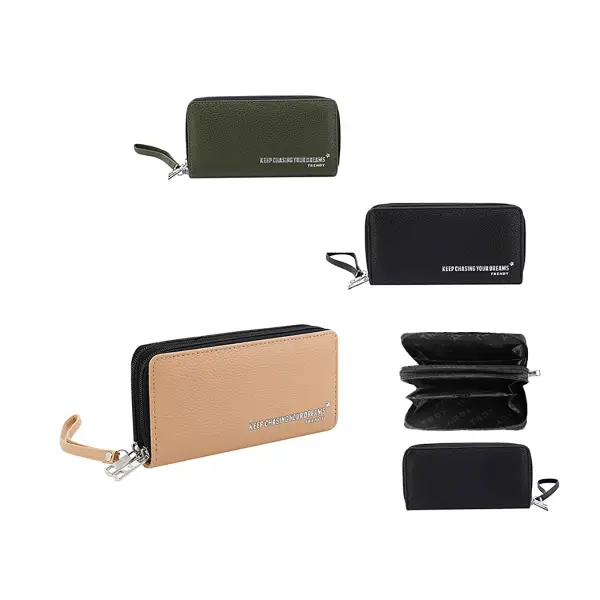 Billetera Doble Trendy cuero PU negro