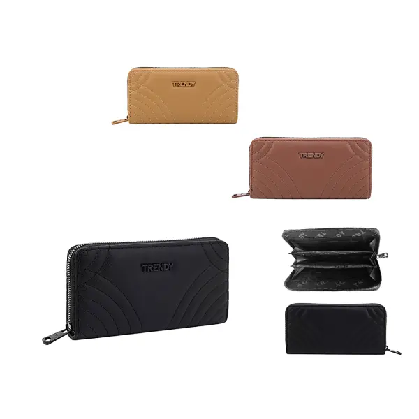 Billetera Trendy cuero PU negro